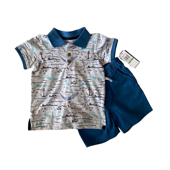 Short Set Nautica 18 Mo 2 pc Whale in Vallarta Blue NWT - Picture 3 of 10